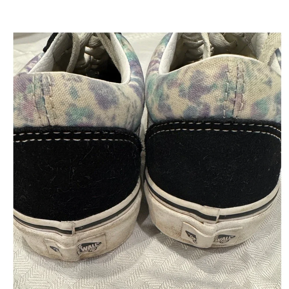 Vans Old‎ Skool Sneakers Womens 8.5 Black Tie Dye Low Top Good Suede Canvas
